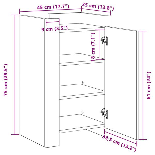 vidaXL Μπουφές Μασίφ Δρυ 45x35x75 εκ Επεξεργασμένο Ξύλο