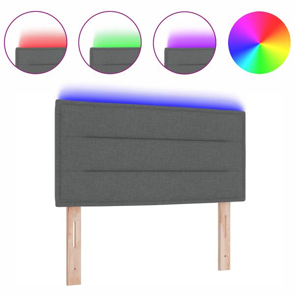 vidaXL LED κεφαλάρι με φώτα λωρίδας LED Σκούρο γκρι 80 cm ύφασμα