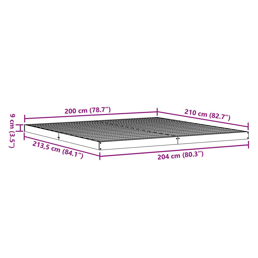 vidaXL Κρεβατοκάμαρα Ξύλινο Κρεβάτι Λευκό 200x210 εκ. Στερεό Ξύλο Πεύκου