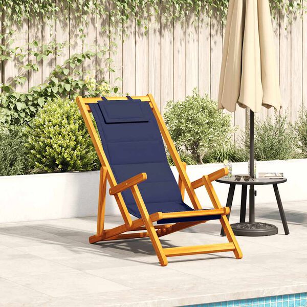 vidaXL Καρέκλα Παραλίας με μαξιλάρι 2 pcs Καφέ 61.5 x 123 x 82cm