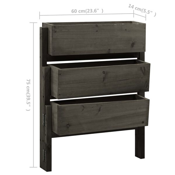 vidaXL Ζαρντινιέρα Πτυσσόμενη Γκρι 60x14x75 εκ. Μασίφ Ξύλο Ελάτης
