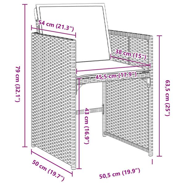 vidaXL Σέτ φαγητού για κήπο με μαξιλάρι 5 pcs Γκρι Πολυ ράταν