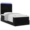 vidaXL Οθωμανικό κρεβάτι με στρώματα & LEDs Μαύρο 80x200cm Velvet