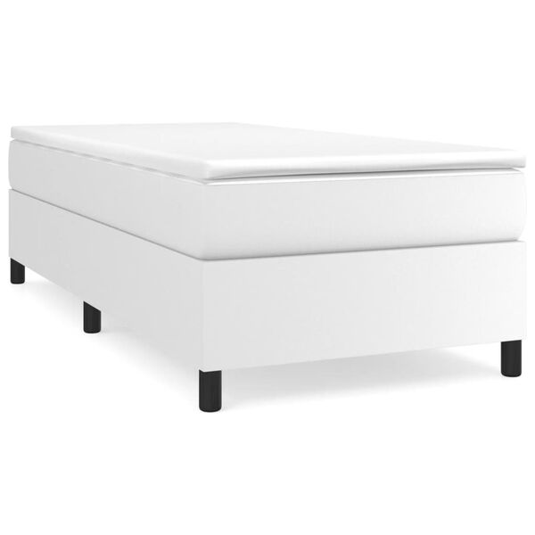 vidaXL Κρεβάτι Boxspring με Στρώμα Λευκό 90x190εκ. από Συνθετικό Δέρμα