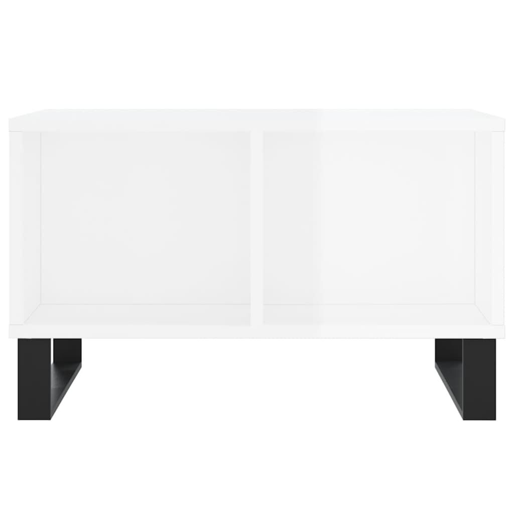 vidaXL Τραπεζάκι Σαλονιού Γυαλ. Λευκό 60x50x36,5 εκ. Επεξεργ. Ξύλο
