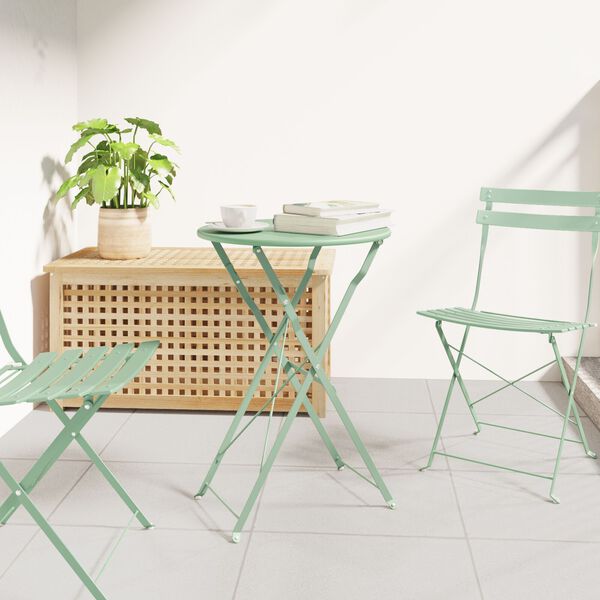 vidaXL Folding Garden Table Light Mint Ø50x71 cm Steel