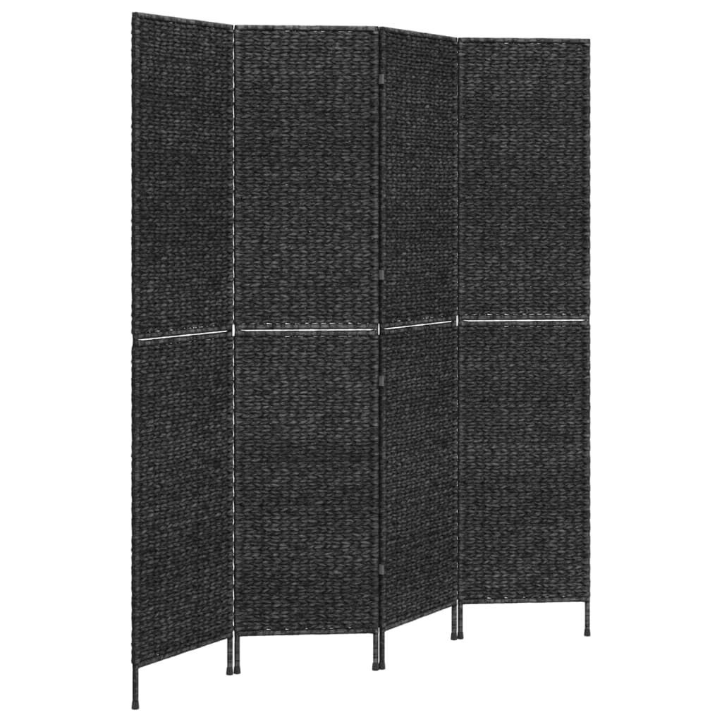 vidaXL Διαχωριστικό Δωματίου με 4 Πάνελ Μαύρο 163x180εκ. Υάκινθο Νερού