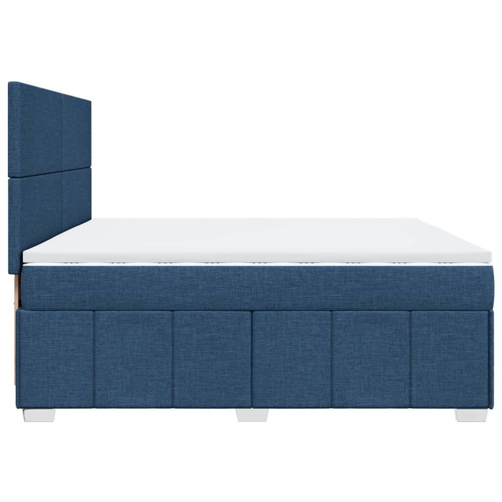 vidaXL Κρεβάτι Boxspring με Στρώμα Μπλε 200x200 εκ. Υφασμάτινο