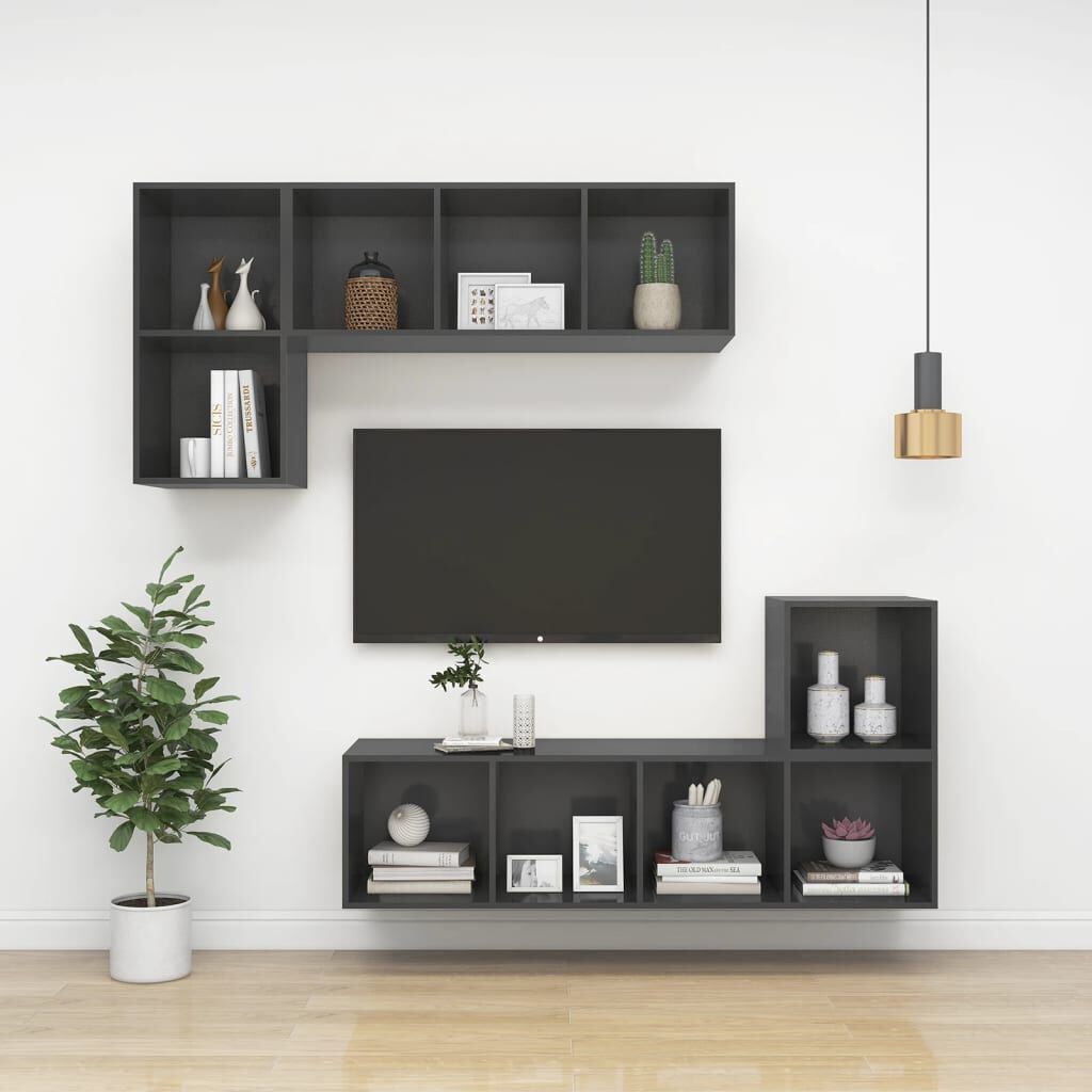 vidaXL Ντουλάπια Τοίχου 2 τεμ. Γκρι 37 x 37 x 37 εκ. από Επεξ. Ξύλο