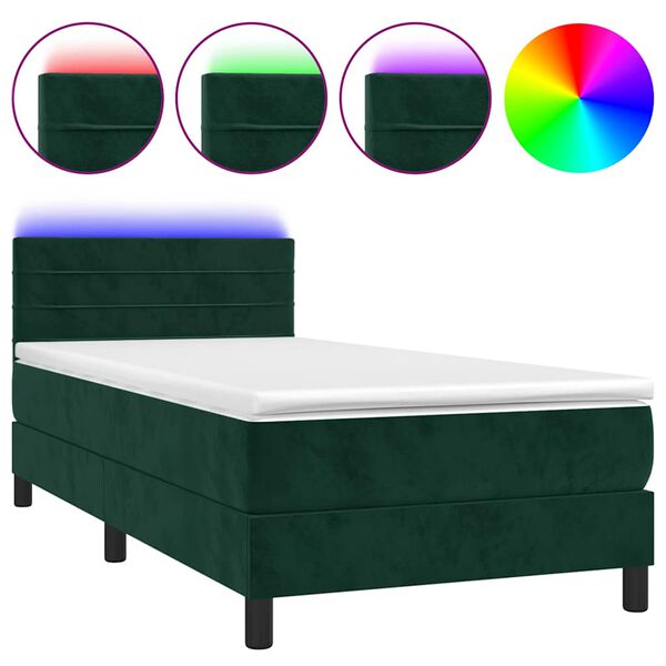 vidaXL &Kappa;&rho;&epsilon;&beta;ά&tau;&iota; Boxspring &mu;&epsilon; &Sigma;&tau;&rho;ώ&mu;&alpha; & LED &Sigma;&kappa;. &Pi;&rho;ά&sigma;&iota;&nu;&omicron; 80x200 &epsilon;&kappa; &Beta;&epsilon;&lambda;&omicron;ύ&delta;&omicron;