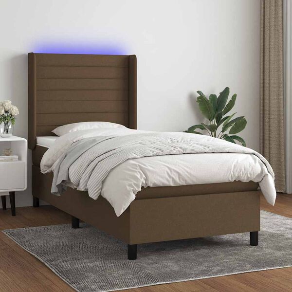 vidaXL &Kappa;&rho;&epsilon;&beta;ά&tau;&iota; Boxspring &mu;&epsilon; &Sigma;&tau;&rho;ώ&mu;&alpha; & LED &Sigma;&kappa;.&Kappa;&alpha;&phi;έ 90x200 &epsilon;&kappa;. &Upsilon;&phi;&alpha;&sigma;&mu;ά&tau;&iota;&nu;&omicron;