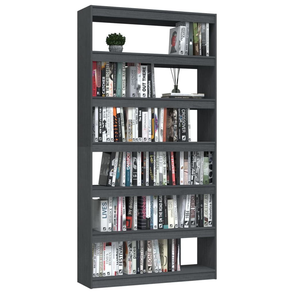 vidaXL Βιβλιοθήκη/Διαχωριστικό Χώρου Γκρι 100x30x200 εκ. Ξύλο Πεύκου