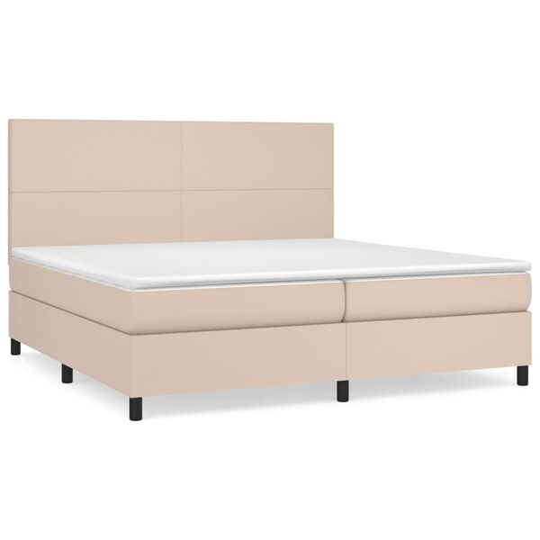 vidaXL Κρεβάτι Boxspring με Στρώμα Καπουτσίνο 200x200εκ.από Συνθ.Δέρμα
