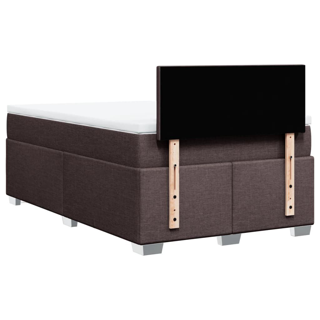 vidaXL Κρεβάτι Boxspring με Στρώμα Σκούρο Καφέ 120x200 εκ. Υφασμάτινο