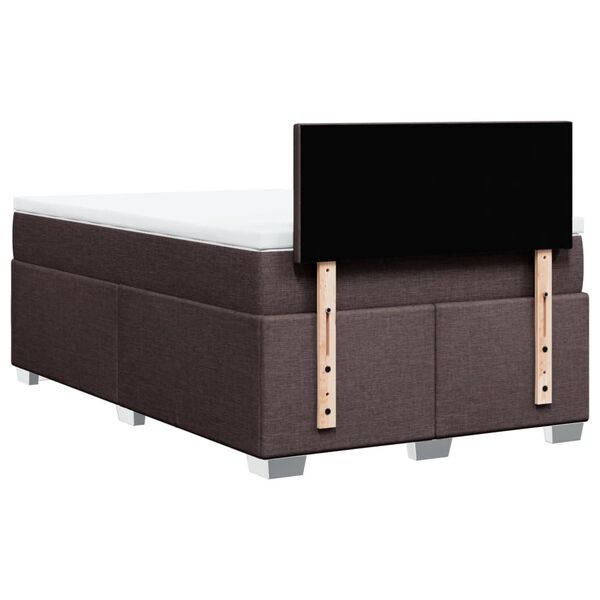 vidaXL Κρεβάτι Boxspring με Στρώμα Σκούρο Καφέ 120x200 εκ. Υφασμάτινο