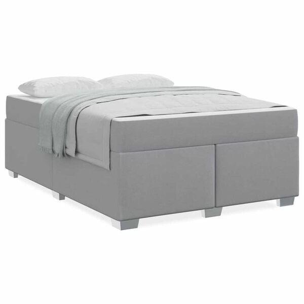 vidaXL Σκελετός Κρεβατιού Ανοιχτό γκρι 140 x 200 cm ύφασμα