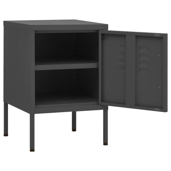 vidaXL Κομοδίνο Ανθρακί 35 x 35 x 51 εκ. από Ατσάλι