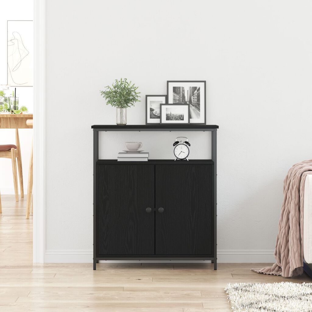 vidaXL Μπουφές Μαύρο Δρυς 70x30x80 εκ από Κατασκευασμένο Ξύλο