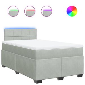 vidaXL Κρεβάτι Boxspring με Στρώμα Ανοιχτό Γκρι 120x200 εκ. Βελούδινο