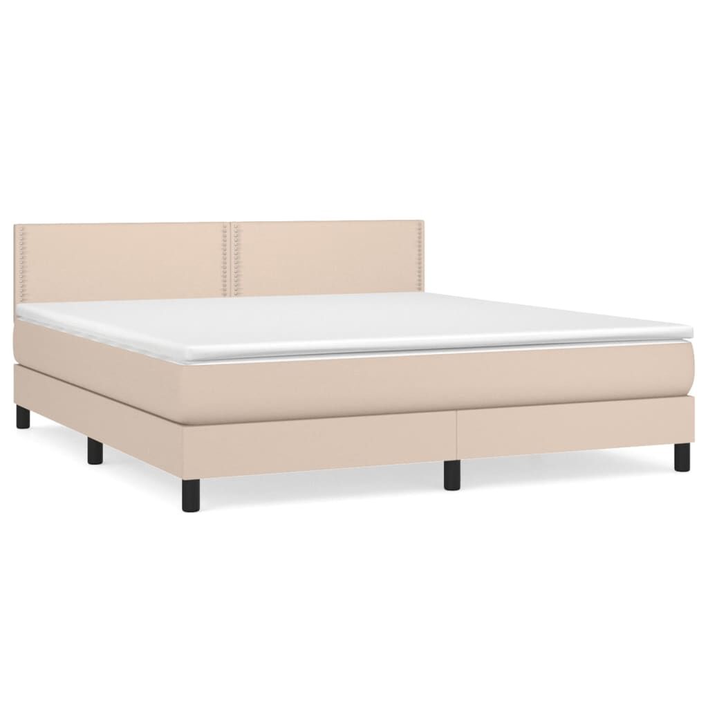 vidaXL Κρεβάτι Boxspring με Στρώμα Καπουτσίνο 160x200εκ.από Συνθ.Δέρμα