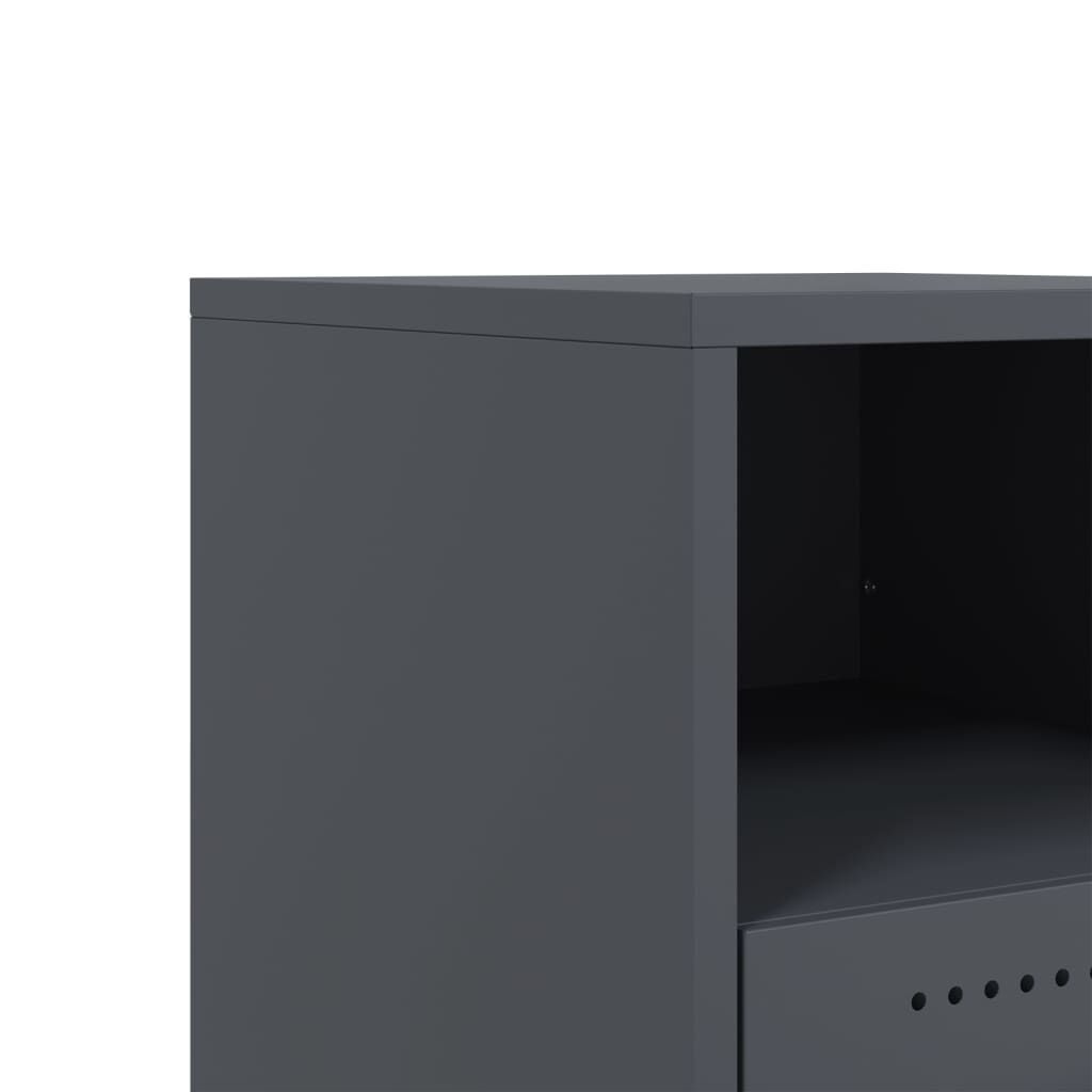 vidaXL Κομοδίνα 2 τεμ. Ανθρακί 36x39x43,5 εκ. από Χάλυβα
