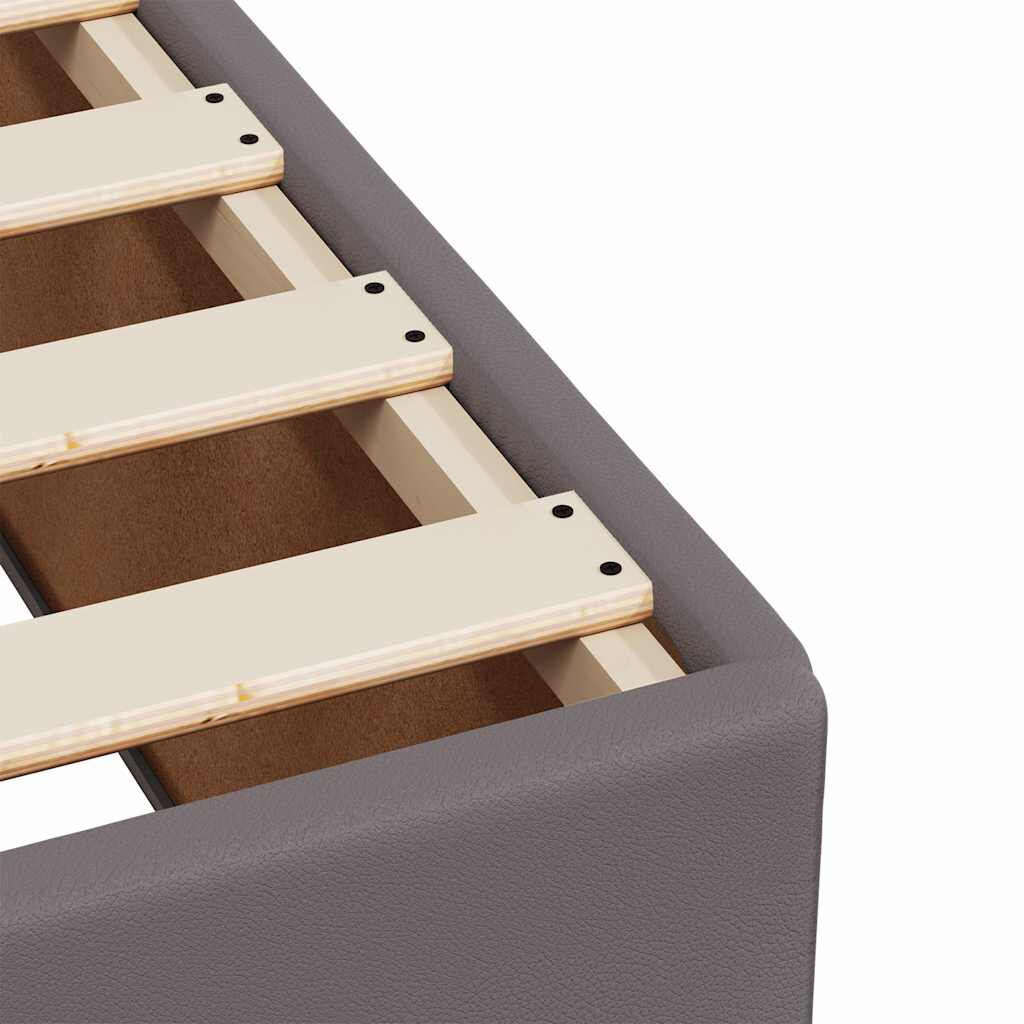 vidaXL Κρεβάτι Boxspring με Στρώμα Γκρι 140x190εκ. από Συνθετικό Δέρμα