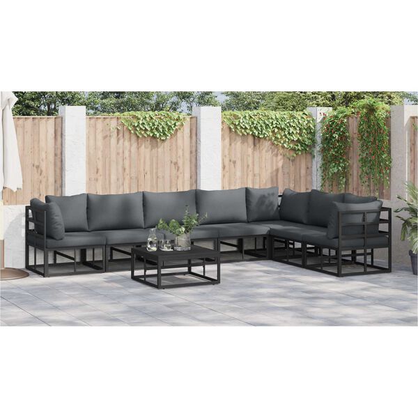 vidaXL Σετ Καναπέ Κήπου 7 pcs Μαύρο 70 x 70 x 32 εκ Αλουμίνιο
