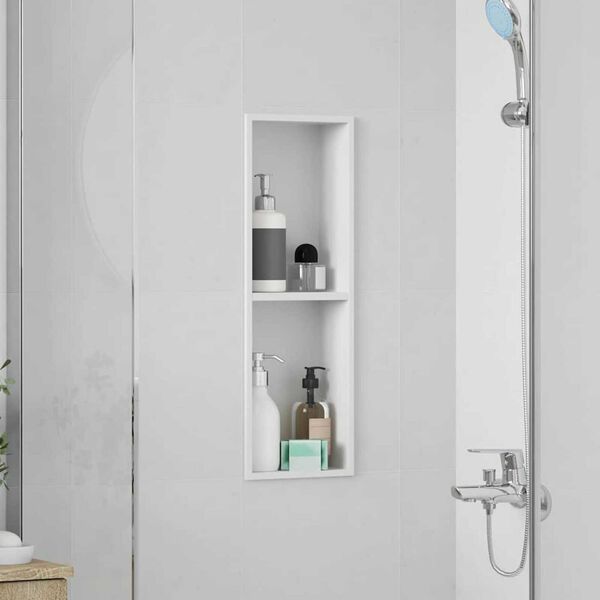vidaXL Νίτσα Μπάνιου Λευκό 60 x 20 x 9.5 εκ Ανοξείδωτο ατσάλι