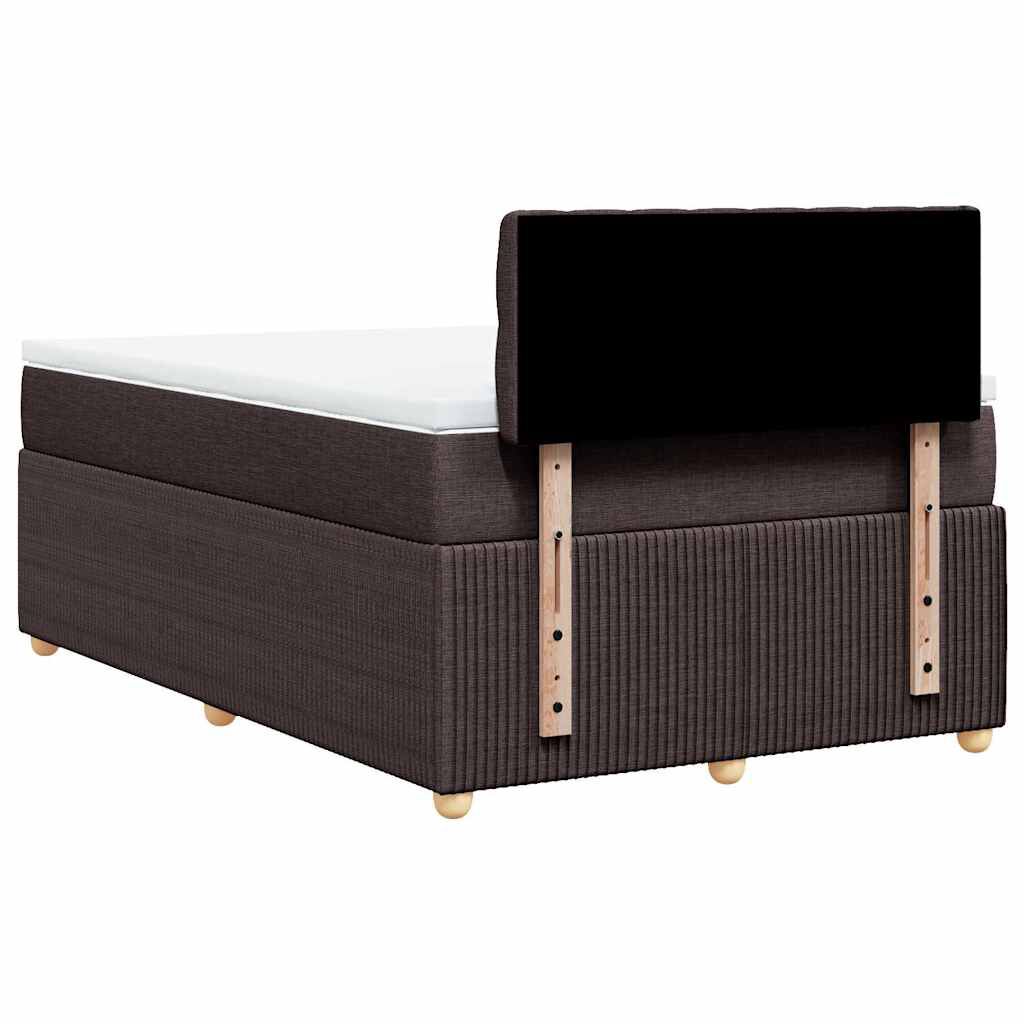 vidaXL Κρεβάτι Boxspring με Στρώμα Σκούρο Καφέ 120x190 εκ Υφασμάτινο
