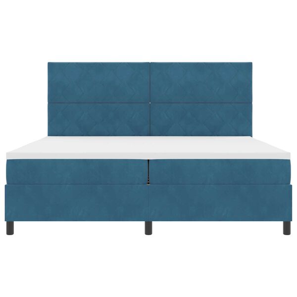 Κρεβάτι Box Spring με Στρώμα vidaXL Σκούρο Μπλε 200x200 εκ Βελούδο