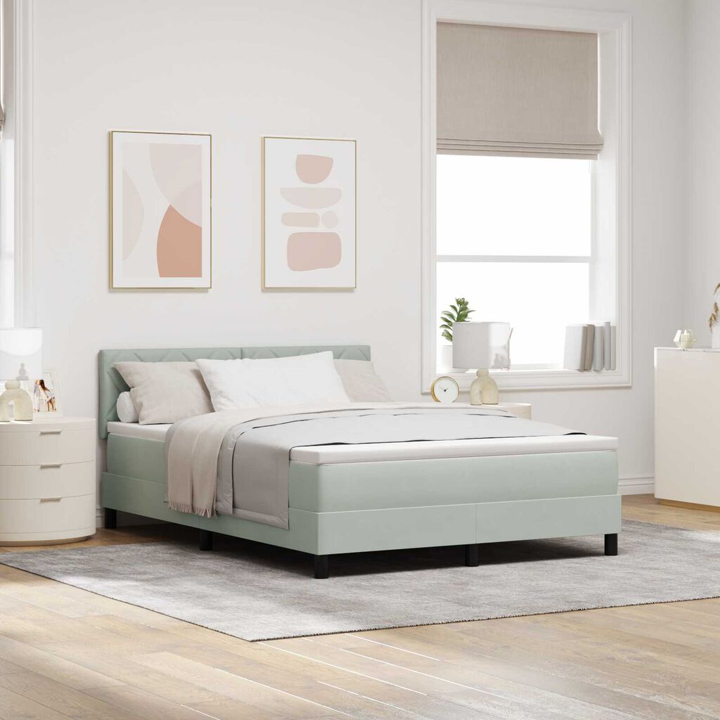 vidaXL Κρεβάτι με Στρώμα Light Grey 140x190 εκ Βελούδο