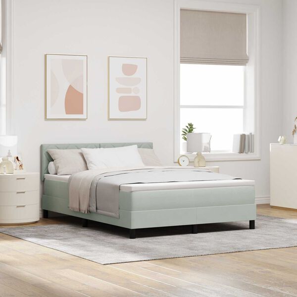vidaXL Κρεβάτι με Στρώμα Light Grey 140x190 εκ Βελούδο