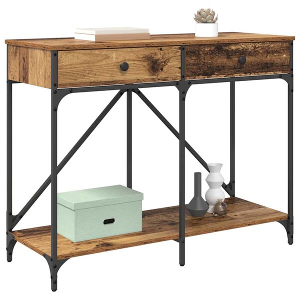vidaXL Τραπέζι κονσόλας με συρτάρι Παλιό Ξύλο 100 x 39 x 78,5 εκ