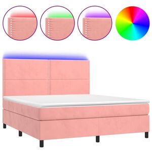 vidaXL &Kappa;&rho;&epsilon;&beta;ά&tau;&iota; Boxspring &mu;&epsilon; &Sigma;&tau;&rho;ώ&mu;&alpha; & LED &Rho;&omicron;&zeta; 160x200 &epsilon;&kappa;. &Beta;&epsilon;&lambda;&omicron;ύ&delta;&iota;&nu;&omicron;