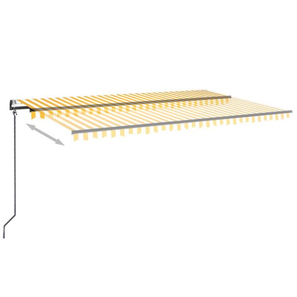 vidaXL Τέντα Αυτόματη με LED & Αισθ. Ανέμου Κίτρινο/Λευκό 500x350 εκ.