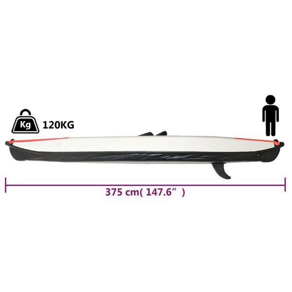 vidaXL Καγιάκ Φουσκωτό Κόκκινο 375 x 72 x 31 εκ. από Πολυεστέρα