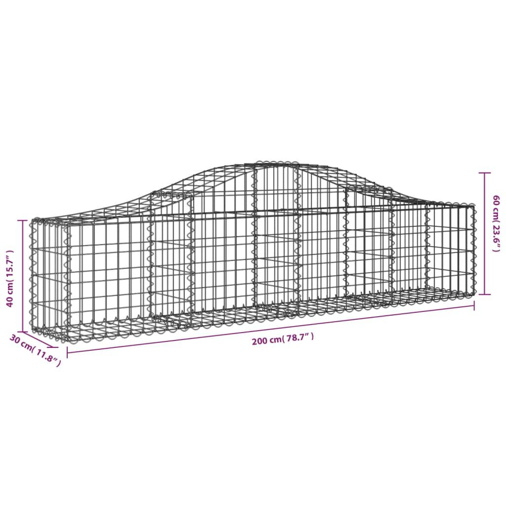 vidaXL Συρματοκιβώτιο Τοξωτό 200x30x40/60εκ. από Γαλβανισμένο Σίδερο