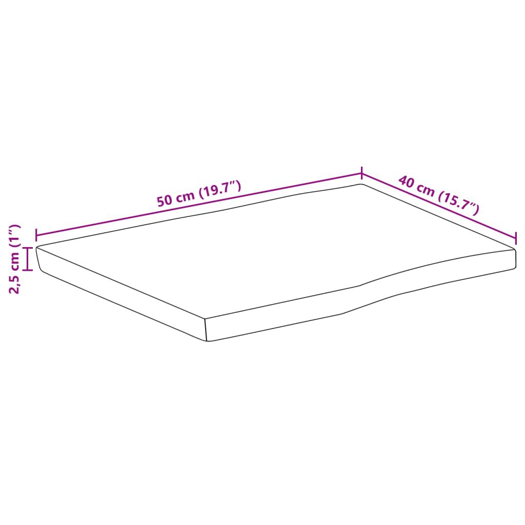 vidaXL Επιφάνεια Τραπεζιού 50x40x2,5 εκ. Live Edge Μασίφ Ξύλο Μάνγκο