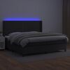 vidaXL Κρεβάτι Boxspring με Στρώμα & LED Μαύρο 200x200 εκ. Συνθ. Δέρμα