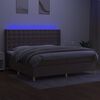 vidaXL &Kappa;&rho;&epsilon;&beta;ά&tau;&iota; Boxspring &mu;&epsilon; &Sigma;&tau;&rho;ώ&mu;&alpha; & LED Taupe 200x200 &epsilon;&kappa;. &Upsilon;&phi;&alpha;&sigma;&mu;ά&tau;&iota;&nu;&omicron;