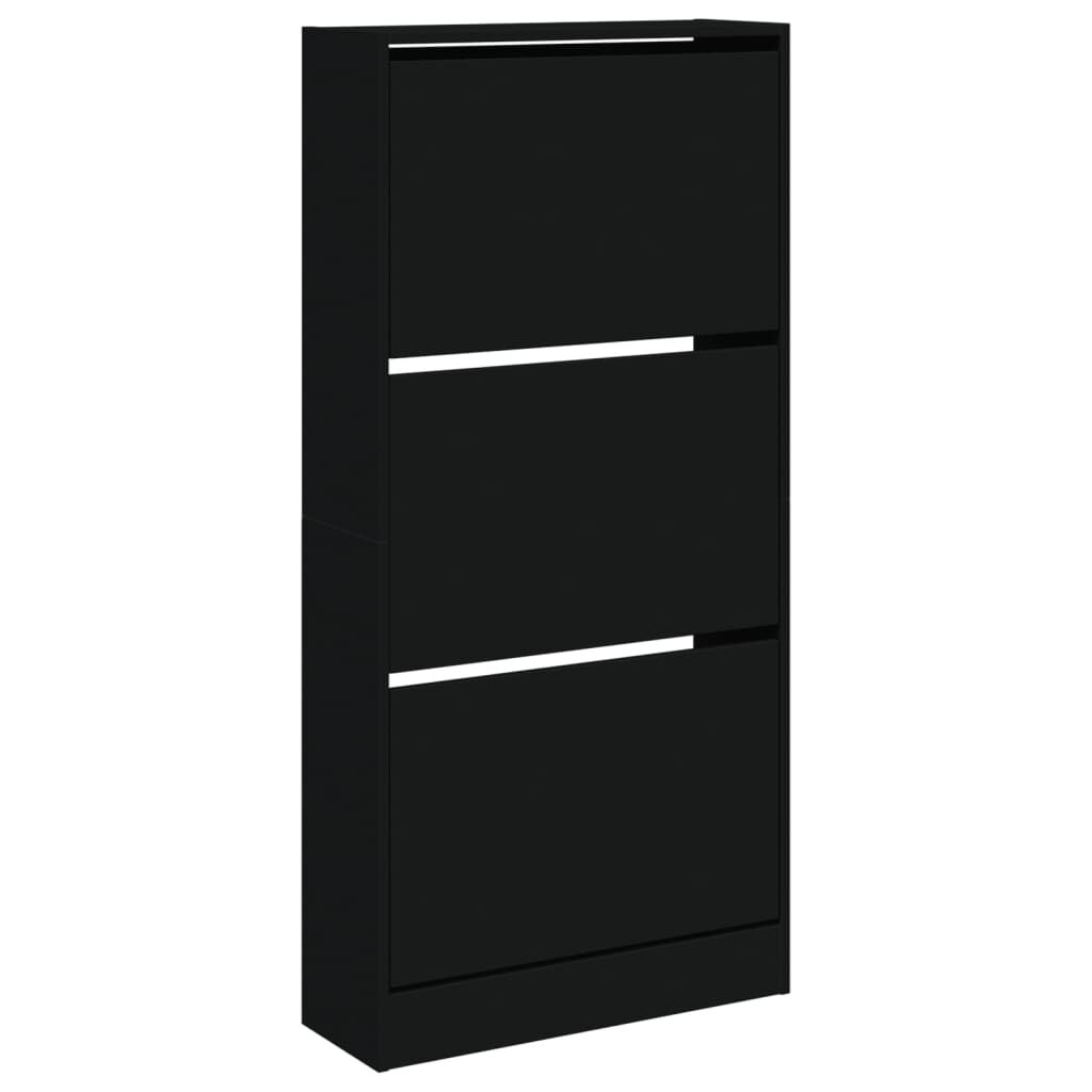 vidaXL Παπουτσοθήκη Μαύρη 60x21x125,5 εκ. από Επεξεργασμένο Ξύλο