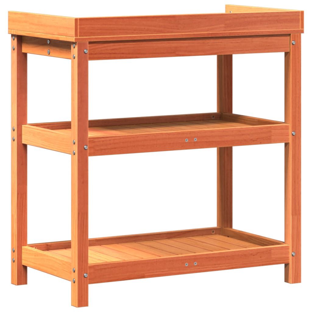 vidaXL Τραπέζι Κηπουρικής με Ράφια Καφέ 82,5x45x86,5 εκ. Μασίφ Πεύκο
