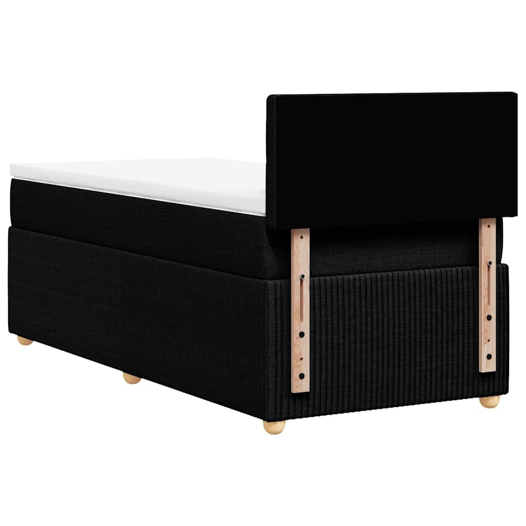 vidaXL Κρεβάτι Boxspring με Στρώμα Μαύρο 90x190 εκ.Υφασμάτινο
