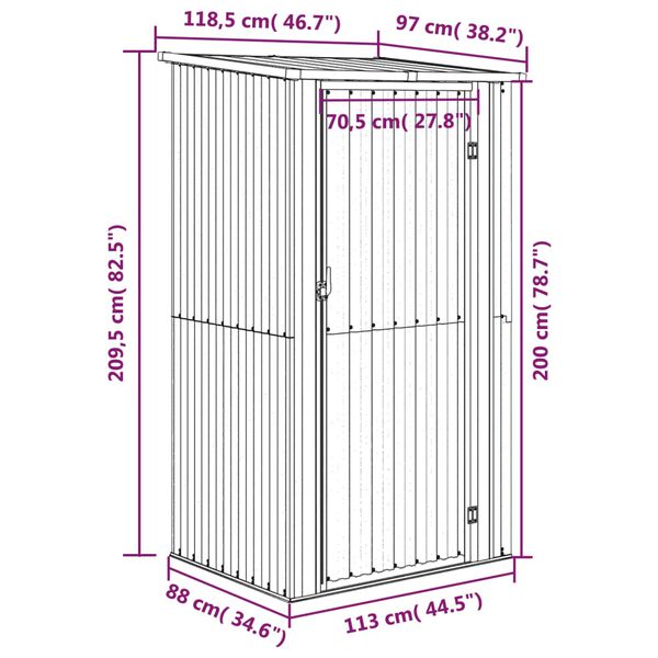 vidaXL Αποθήκη Κήπου Πράσινη 118,5x97x209,5 εκ. Γαλβανισμένο Ατσάλι
