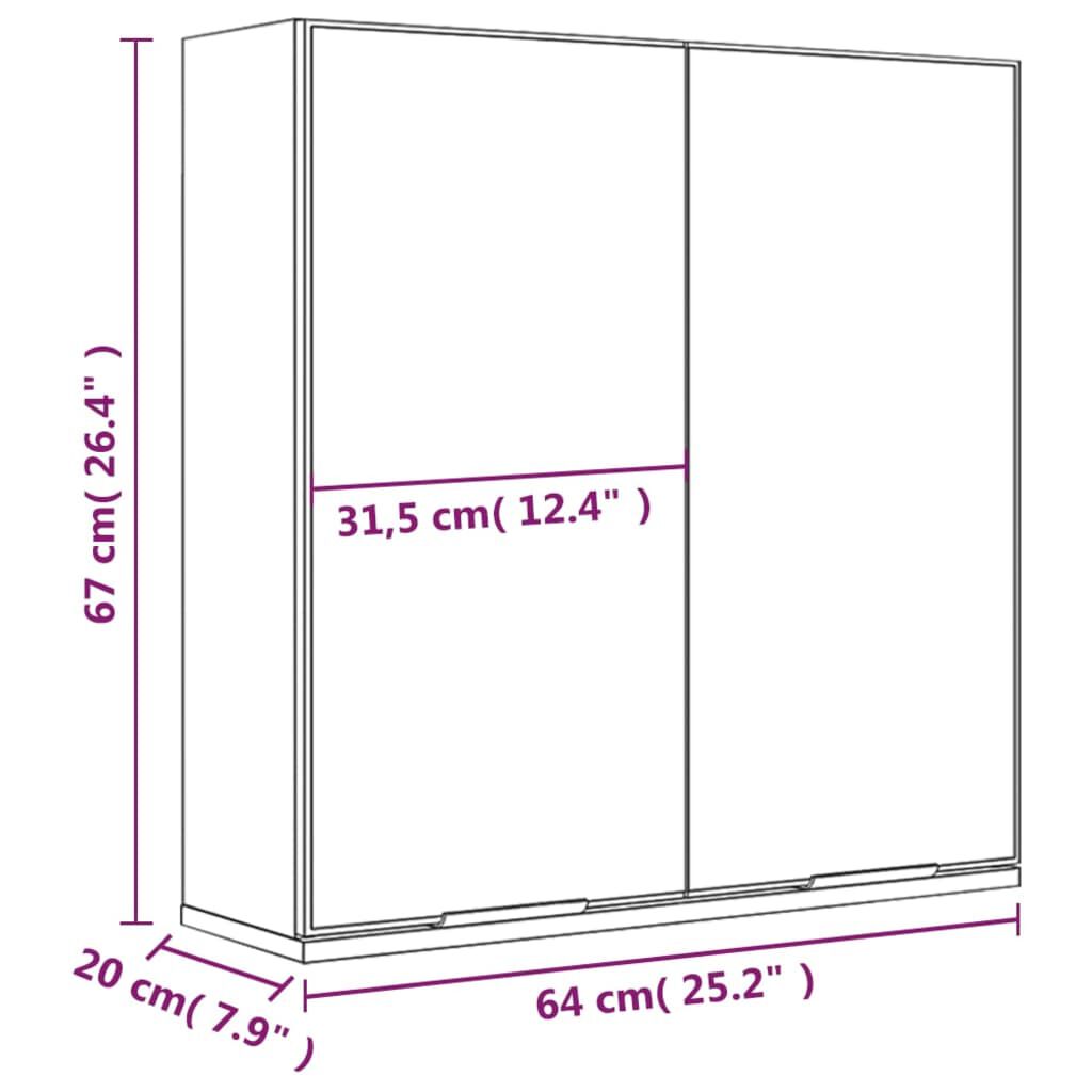 vidaXL Ντουλάπι Μπάνιου με Καθρέφτη Γκρι sonoma 64 x 20 x 67 εκ.