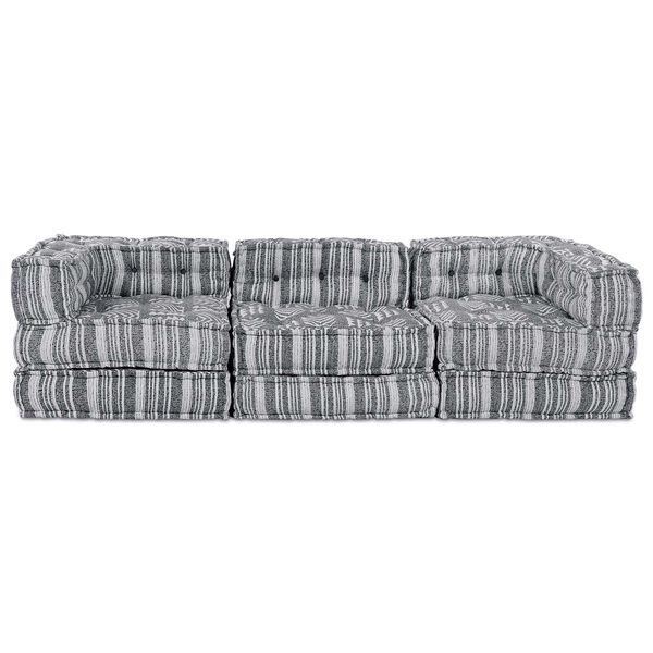 vidaXL Μοντέρνος Πούφ Σαλονιού 3 Θέσεων - Light Grey Fabric, Εύκολη Μετατροπή