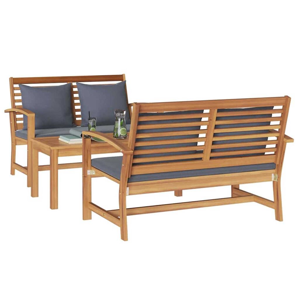 Σετ Καναπέ Κήπου 3 pcs Φυσικό Μασίφ ξύλο teak