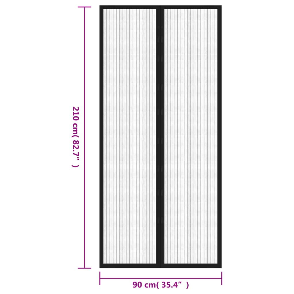 vidaXL Σίτα Πόρτας 2 Τεμαχίων Μαύρη 210 x 90 εκ. με Μαγνήτες