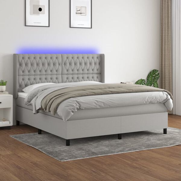 vidaXL &Kappa;&rho;&epsilon;&beta;ά&tau;&iota; Boxspring &mu;&epsilon; &Sigma;&tau;&rho;ώ&mu;&alpha; & LED &Alpha;&nu;.&Gamma;&kappa;&rho;&iota; 160x200&epsilon;&kappa;. &Upsilon;&phi;&alpha;&sigma;&mu;ά&tau;&iota;&nu;&omicron;