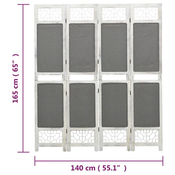 vidaXL Διαχωριστικό Δωματίου με 4 Πάνελ Γκρι 140 x 165 εκ. Υφασμάτινο